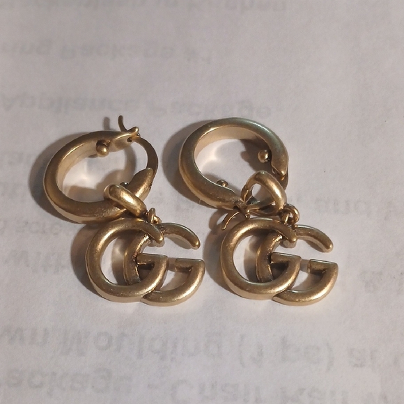 Gold Double GG Gucci Hoop Earrings - Picture 1 of 7